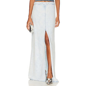 IRO Paris Carolia Light Blue Denim Maxi Skirt Size 32 NWT